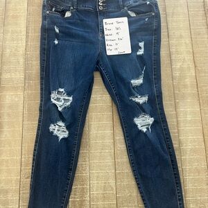 torrid Dark Blue Distressed High-Rise Skinny Jeans Size 16S